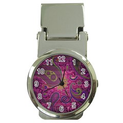 Abstract Purple Pattern Money Clip Watches