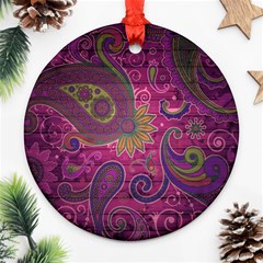 Abstract Purple Pattern Round Ornament (two Sides)