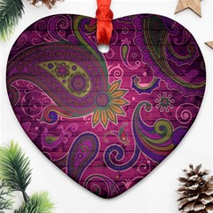 Abstract Purple Pattern Heart Ornament (two Sides)