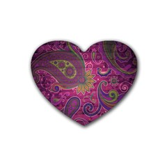 Abstract Purple Pattern Rubber Heart Coaster (4 Pack)