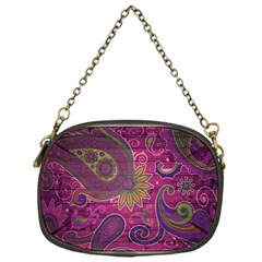 Abstract Purple Pattern Chain Purse (one Side)