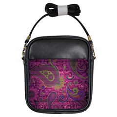 Abstract Purple Pattern Girls Sling Bag