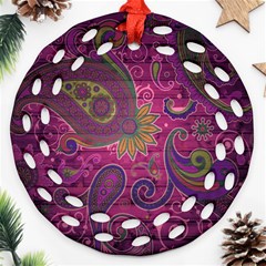 Abstract Purple Pattern Round Filigree Ornament (two Sides) by Bedest