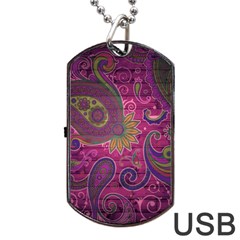 Abstract Purple Pattern Dog Tag Usb Flash (one Side)