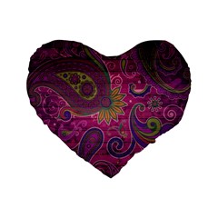 Abstract Purple Pattern Standard 16  Premium Flano Heart Shape Cushions