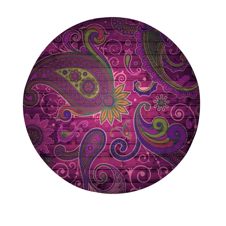 Abstract Purple Pattern Mini Round Pill Box