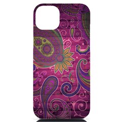 Abstract Purple Pattern Iphone 14 Plus Black Uv Print Pc Hardshell Case