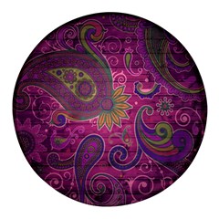 Abstract Purple Pattern Round Glass Fridge Magnet (4 Pack)