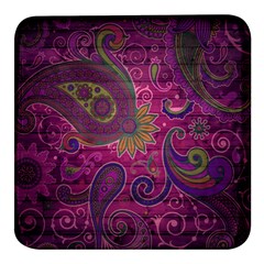 Abstract Purple Pattern Square Glass Fridge Magnet (4 Pack)