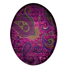 Abstract Purple Pattern Oval Glass Fridge Magnet (4 Pack)