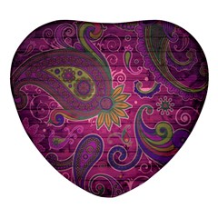 Abstract Purple Pattern Heart Glass Fridge Magnet (4 Pack)