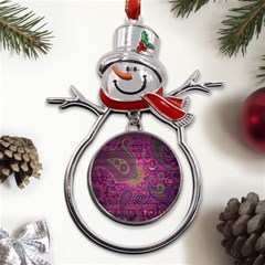 Abstract Purple Pattern Metal Snowman Ornament