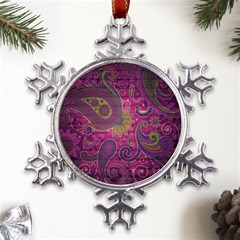 Abstract Purple Pattern Metal Large Snowflake Ornament