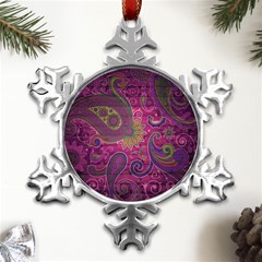 Abstract Purple Pattern Metal Small Snowflake Ornament