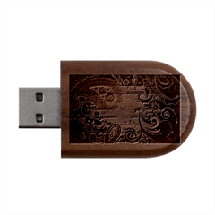 Abstract Purple Pattern Wood Oval Usb Flash Drive