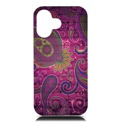 Abstract Purple Pattern Iphone 16 Black Uv Print Pc Hardshell Case