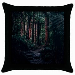 Forest Jungle Trees Tropics Throw Pillow Case (black)