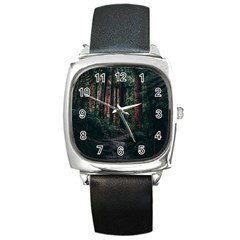 Forest Jungle Trees Tropics Square Metal Watch