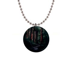 Forest Jungle Trees Tropics 1  Button Necklace