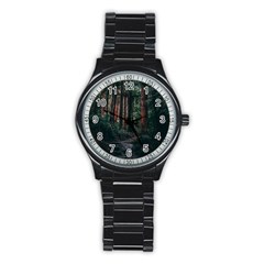 Forest Jungle Trees Tropics Stainless Steel Round Watch