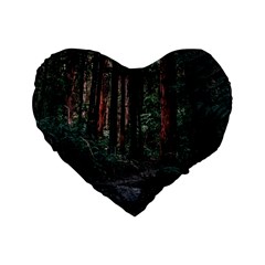 Forest Jungle Trees Tropics Standard 16  Premium Flano Heart Shape Cushions