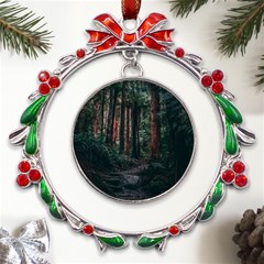 Forest Jungle Trees Tropics Metal X mas Wreath Ribbon Ornament