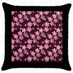 Cherry Blossoms Japanese Throw Pillow Case (black)