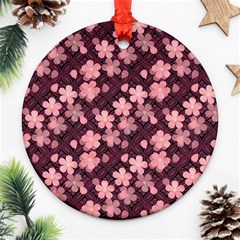 Cherry Blossoms Japanese Round Ornament (two Sides)