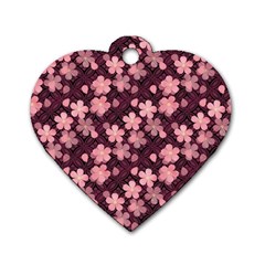 Cherry Blossoms Japanese Dog Tag Heart (one Side)