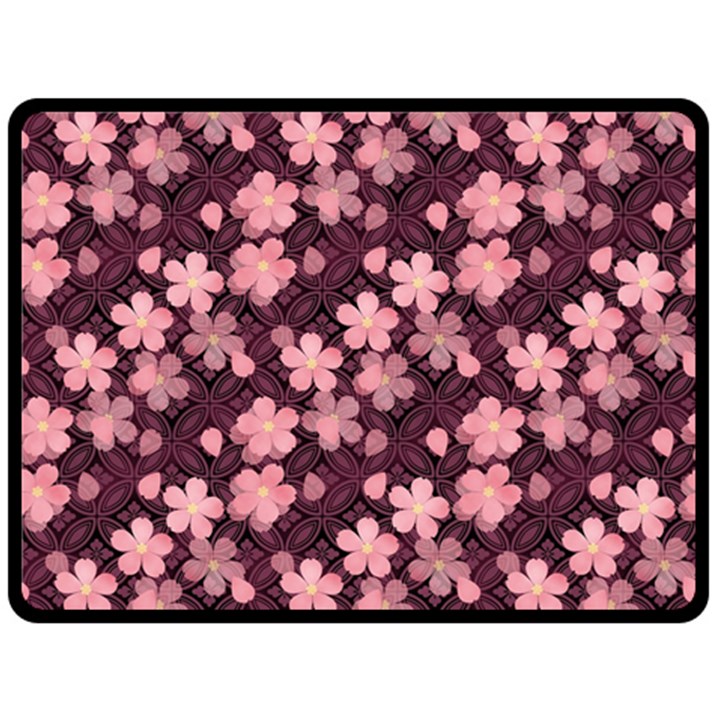 Cherry Blossoms Japanese Two Sides Fleece Blanket (Large)