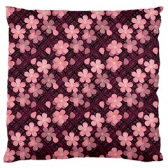 Cherry Blossoms Japanese Standard Premium Plush Fleece Cushion Case (one Side)