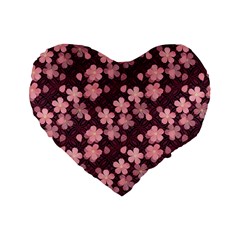 Cherry Blossoms Japanese Standard 16  Premium Flano Heart Shape Cushions