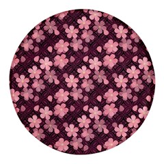 Cherry Blossoms Japanese Round Glass Fridge Magnet (4 Pack)