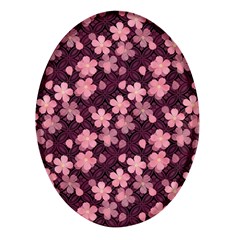 Cherry Blossoms Japanese Oval Glass Fridge Magnet (4 Pack)