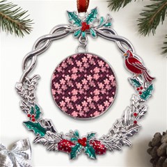 Cherry Blossoms Japanese Metal X mas Wreath Holly Leaf Ornament