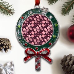 Cherry Blossoms Japanese Metal X mas Lollipop With Crystal Ornament