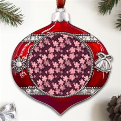 Cherry Blossoms Japanese Metal Snowflake And Bell Red Ornament