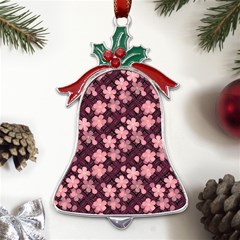 Cherry Blossoms Japanese Metal Holly Leaf Bell Ornament