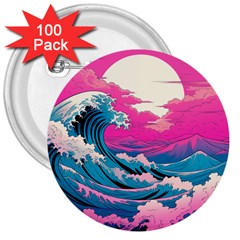 Waves Mountains Sky 3  Buttons (100 Pack) 