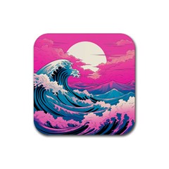 Waves Mountains Sky Rubber Coaster (square)