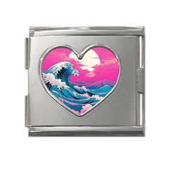 Waves Mountains Sky Mega Link Heart Italian Charm (18mm)