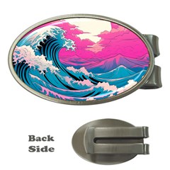 Waves Mountains Sky Money Clips (oval) 