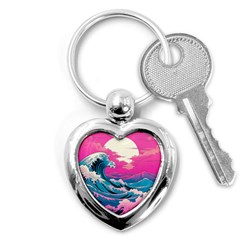 Waves Mountains Sky Key Chain (heart)