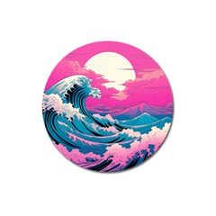 Waves Mountains Sky Magnet 3  (round)