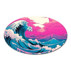 Waves Mountains Sky Oval Magnet