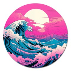 Waves Mountains Sky Magnet 5  (round)