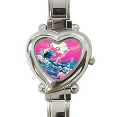 Waves Mountains Sky Heart Italian Charm Watch