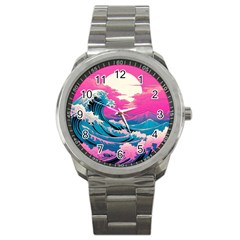 Waves Mountains Sky Sport Metal Watch