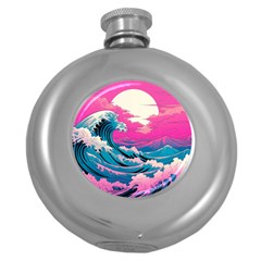 Waves Mountains Sky Round Hip Flask (5 Oz)