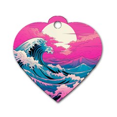 Waves Mountains Sky Dog Tag Heart (one Side)